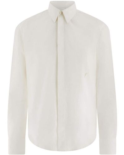 Ferragamo Monogramed Cotton Shirt - White