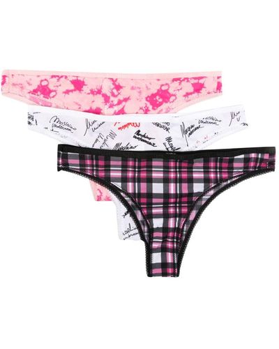 Moschino Check-print Briefs (pack Of Three) - Pink