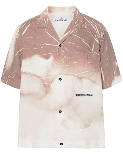 Stone Island Abstract-print Short-sleeve Shirt - White