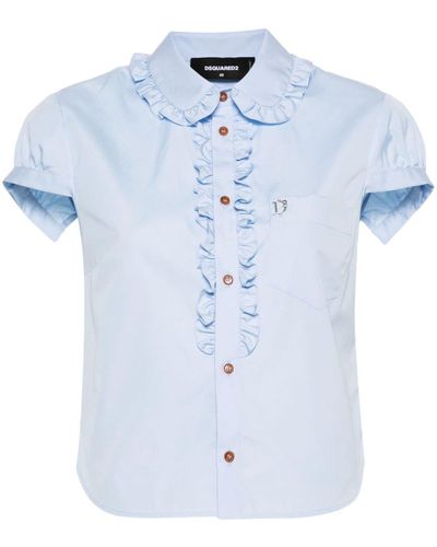 DSquared² Little Ruffled Poplin Shirt - Blue