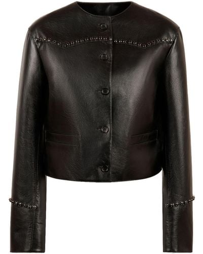 Bally Crystal-embellished Leather Jacket - Black