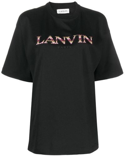 Lanvin T-Shirt mit aufgesticktem Logo - Schwarz