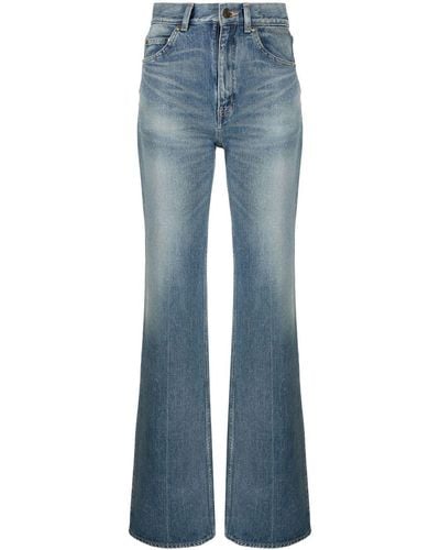 Saint Laurent Bootcut-Jeans mit hohem Bund - Blau