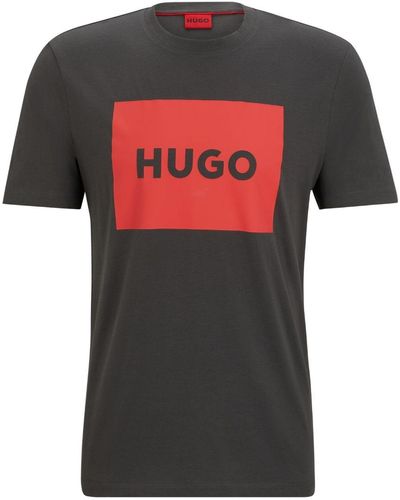 HUGO T-shirt en coton à logo imprimé - Noir
