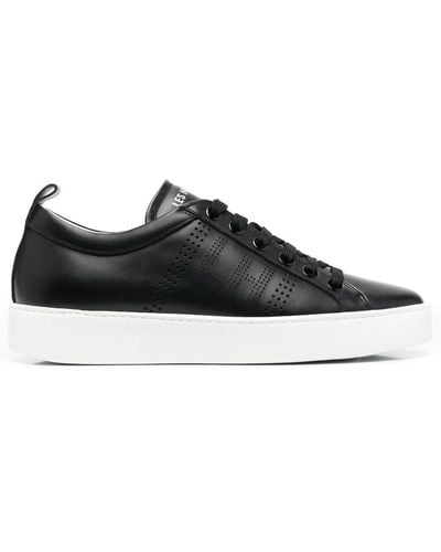 Les Hommes Perforated-logo Detail Trainers - Black