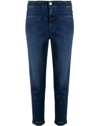 Closed Button-fastening Denim Trousers - Blue