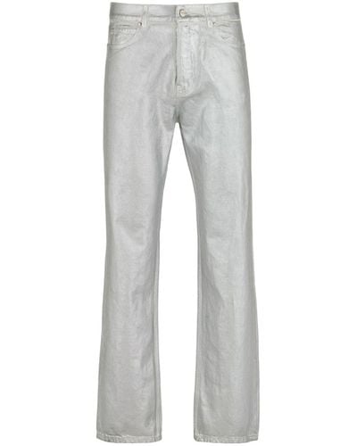 Ferragamo Metallic-finish Cotton Pants - Grey