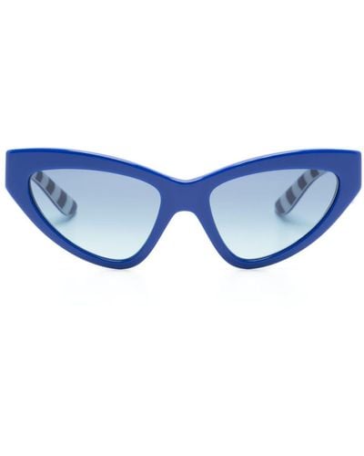 Dolce & Gabbana Logo-plaque Cat-eye Frame Sunglasses - Blue