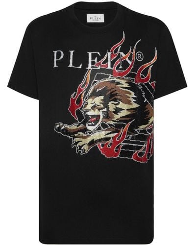 Philipp Plein Rhinestone-embellished Cotton T-shirt - Black