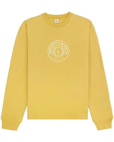 Sporty & Rich Sweatshirt mit Wappen-Print - Gelb