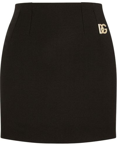 Dolce & Gabbana Logo-appliqué Double Crepe Miniskirt - Black