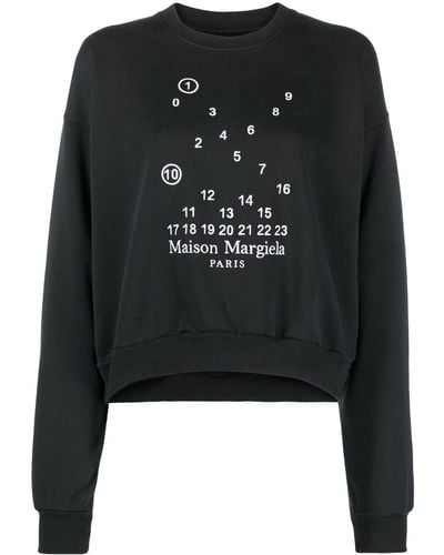 Maison Margiela Numbers-logo Cotton Sweatshirt - Black