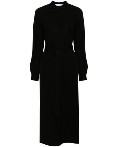 Harris Wharf London Interlock-twill Belted Shirtdress - Black