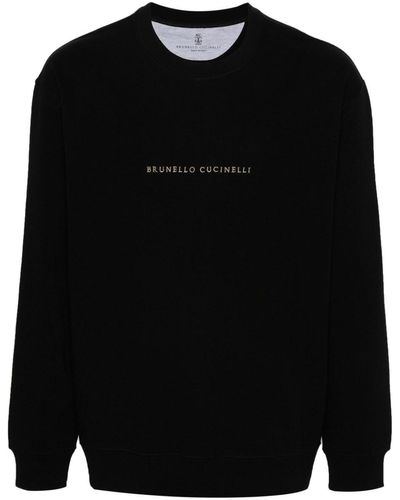 Brunello Cucinelli Sweatshirt mit Logo-Stickerei - Schwarz
