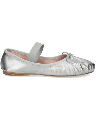 Pretty Ballerinas Lea Metallic Ballerina Shoes - White
