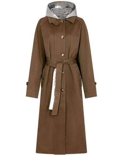 Rabanne Laminated-panel Hooded Trench Coat - Natural