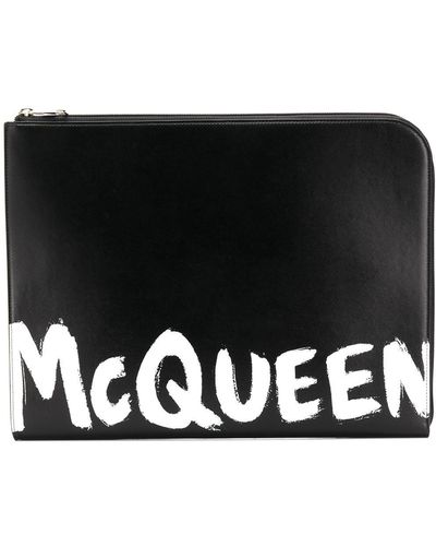 Alexander McQueen ロゴ クラッチバッグ - ブラック
