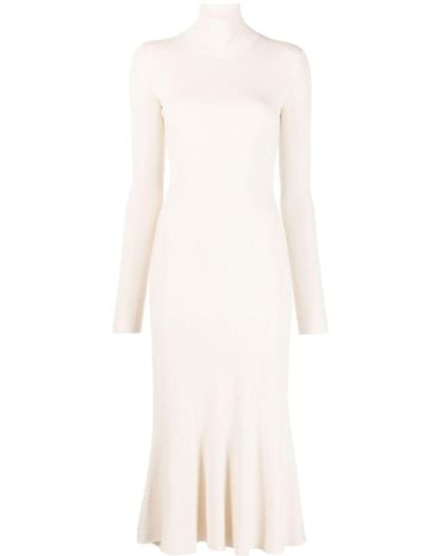 Balenciaga High-neck Knitted Midi Dress - White