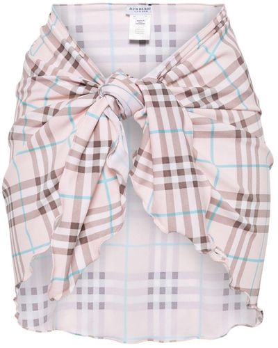 Burberry Check-pattern Short Sarong - White