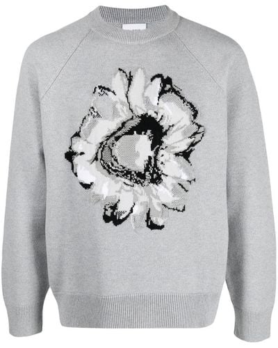Barrie Cashmere Flower-print Sweater - Grey
