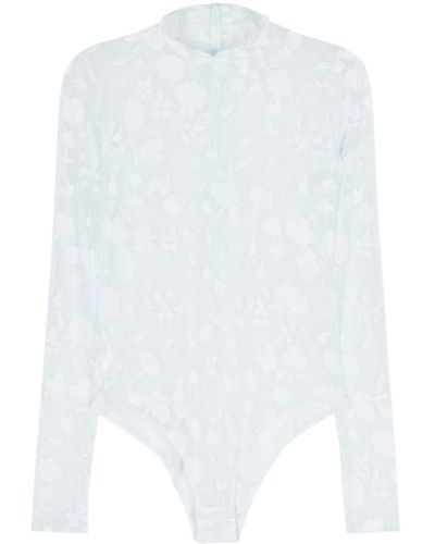 Givenchy Floral-jacquard Sheer Bodysuit - White