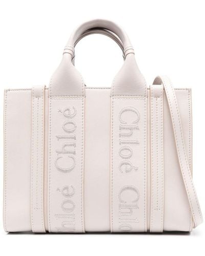 Chloé Small Woody Leather Tote Bag - Natural