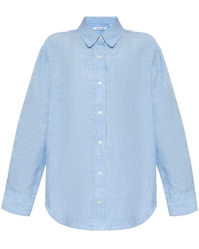 Samsøe & Samsøe Salova Button-up Linen Shirt - Blue