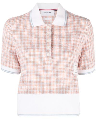 Thom Browne Short-sleeve Tweed Polo Shirt - Pink