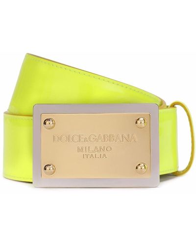 Dolce & Gabbana Logo-plaque Belt - Yellow