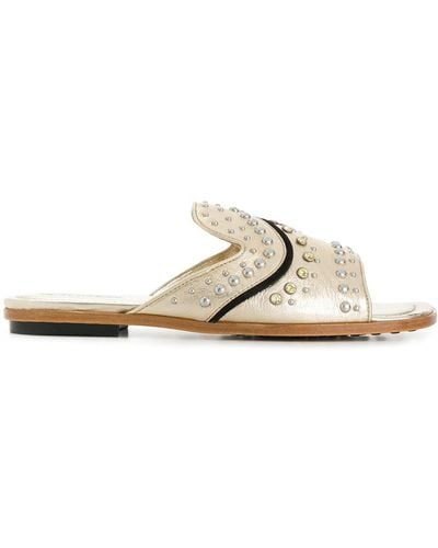Tod's Stud-embellished Slide Sandals - Metallic