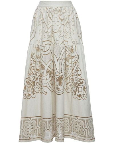 La DoubleJ Lacey Oscar Embroidered Skirt - White