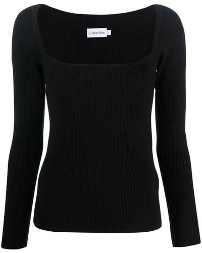Calvin Klein Long-sleeved Knitted Top - Black
