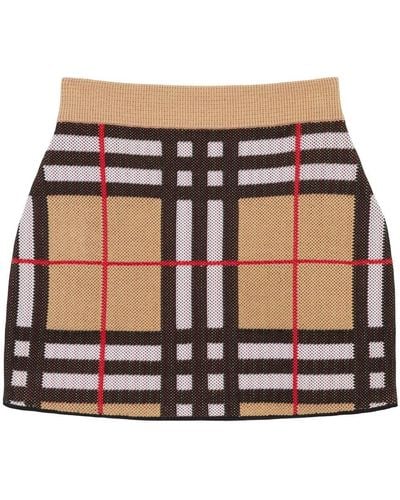 Burberry Check Motif Mini Skirt - Natural