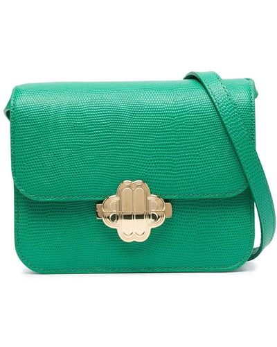 Maje Lizard-embossed Leather Bag - Green