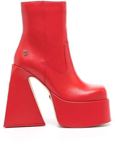 Naked Wolfe Jane Leather Platform Boots - Red
