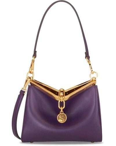 Etro Vela Leather Shoulder Bag - Purple