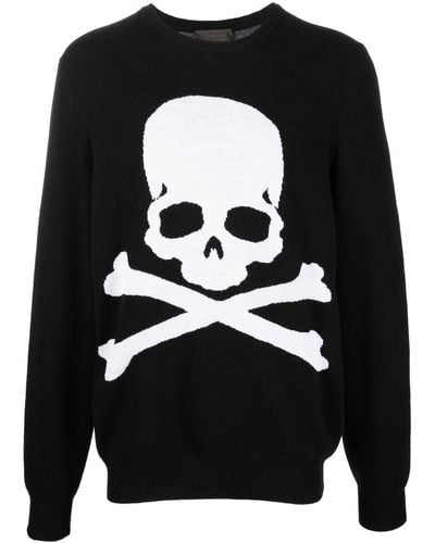 Philipp Plein Intarsia Skull-knit Sweater - Black