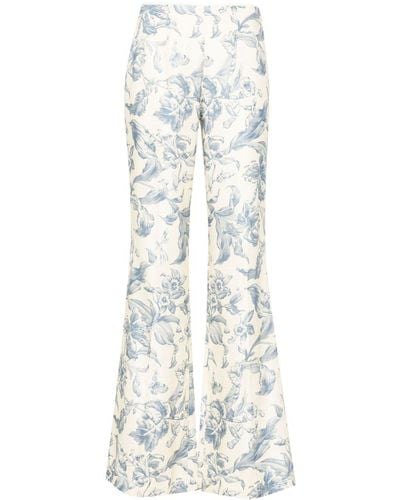 Sandro Floral-print Flared Trousers - White