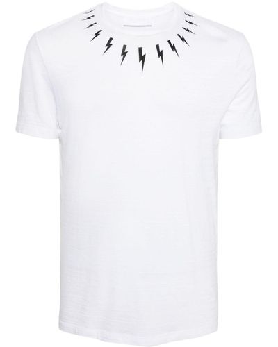 Neil Barrett Thunderbolt-print Cotton T-shirt - ホワイト