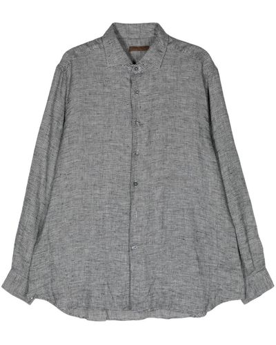 Corneliani Houndstooth Linen Shirt - Grey