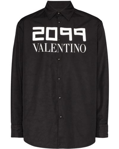 Valentino Garavani 2099 Logo Print Shirt Jacket - Black