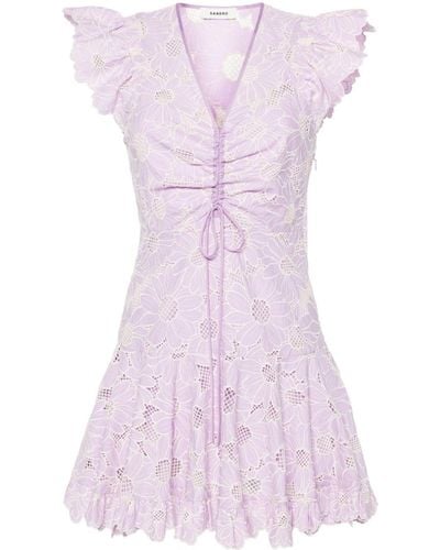 Sandro Robe à broderie anglaise - Violet