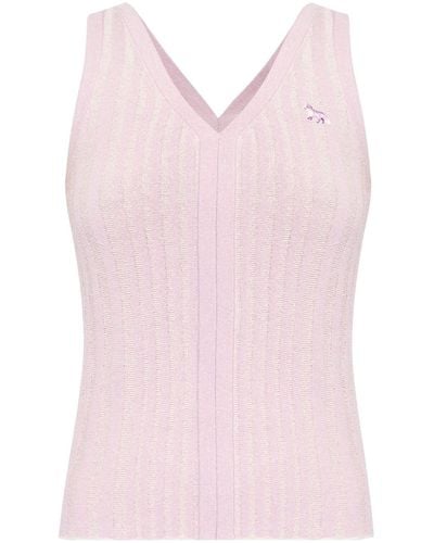 Maison Kitsuné Baby Fox Ribbed-knit Top - Pink