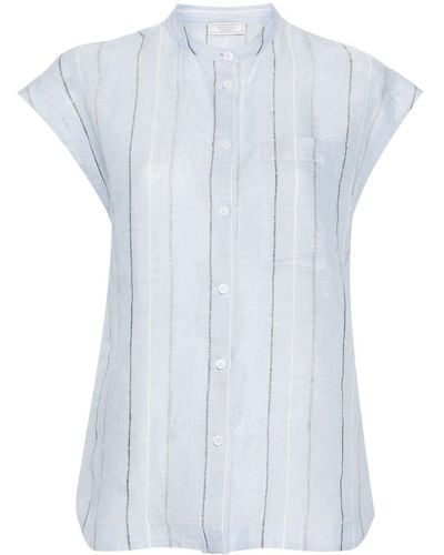 Peserico Striped Linen Shirt - Blue