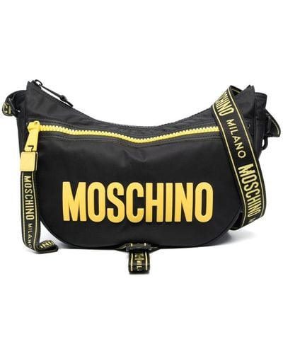 Moschino ロゴエンボス レザーショルダーバッグ - ブラック