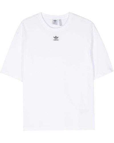 adidas T-Shirt mit Logo-Stickerei - Weiß