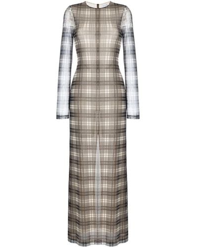 Rosetta Getty Plaid-check Print Maxi Dress - Grey