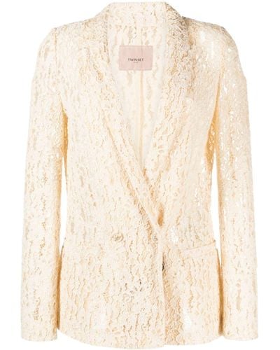 Twin Set Lace Double-breasted Blazer - Natural