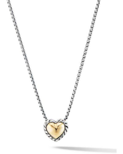 David Yurman 18kt Yellow Gold And Sterling Silver Cable Collectibles Cookie Classic Heart Necklace - Metallic