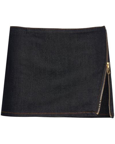 retroféte Nyla Jeans-Minirock mit Reißverschluss - Schwarz